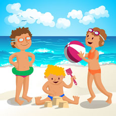 儿童夏日沙滩玩耍flash动画