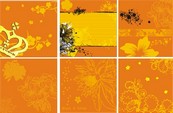 花纹花朵橙色背景矢量图下载