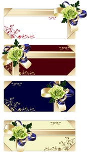 花朵丝带礼品卡矢量图下载