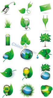 绿色科技环保图标矢量图