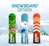 卡通滑雪板矢量图案设计
