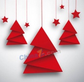 红色折纸圣诞树贺卡矢量素材
