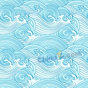 蓝色海浪花纹矢量背景图