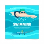 游泳运动矢量海报模板