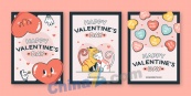 情人节卡通矢量海报模板
