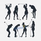 女性高尔夫运动人物剪影