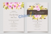 精美鲜花装饰婚礼卡片模板