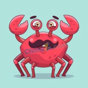 手绘卡通螃蟹动物插图