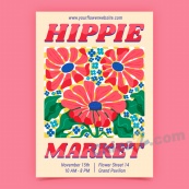 潮流花卉市场海报模板设计