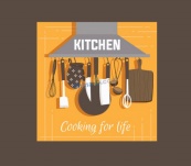 厨房烹饪用具装饰背景矢量模板