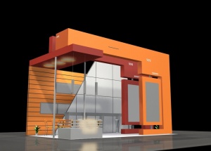 橙色展厅展览模型设计