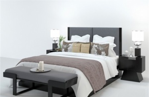 现代卧室双人床模型设计