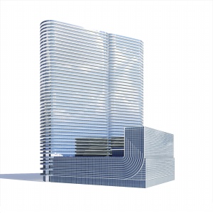 日景楼体建筑3D模型