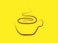 黄色背景咖啡线条简笔画