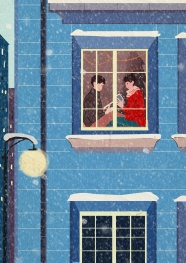 冬季浪漫情侣插画图片