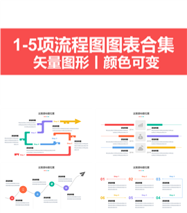 1-6项流程图图表图示图标合集PPT模板