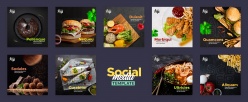 餐饮美食正方形画册模板PSD