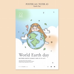 世界地球日卡通插画海报