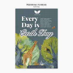 地球日野生动物插画海报