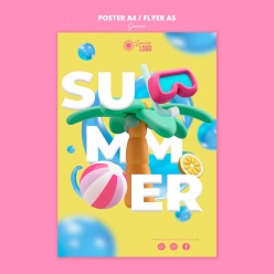 夏季3D立体艺术字海报