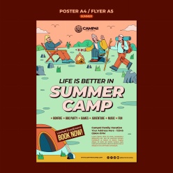 夏日露营手绘免费海报