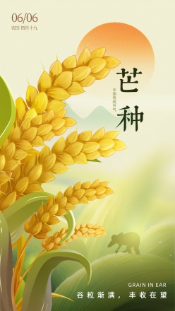 芒种中国节气插图海报设计