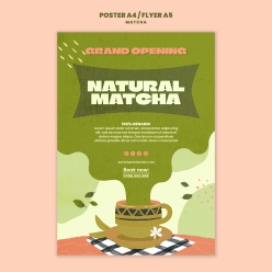 绿色抹茶饮品店招海报设计