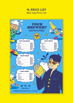 啤酒节卡通风格价目表清单源文件设计