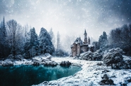 冬季唯美城堡雪景图片