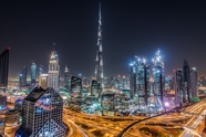 迪拜城市建筑夜景摄影图片