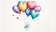 水彩风格情人节手绘气球图片