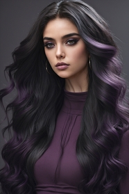 烟熏妆美女紫色风格卷发发型图片