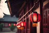 中国农历新年张灯结彩摄影图片