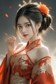 中国古风盘发性感美女图片
