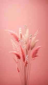 粉色渲染蒲苇草摄影图片