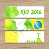2016里约奥运水彩横幅背景