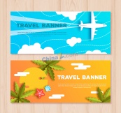 创意度假元素banner矢量