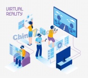 科技抽象vr插画矢量图