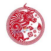 牛年春节剪纸矢量图