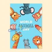 世界动物日矢量插图海报