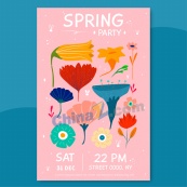 春季抽象花卉海报设计