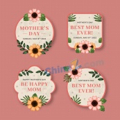 母亲节花卉标签矢量设计