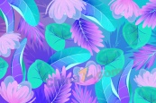 水彩热带夏季植物背景