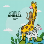 手绘世界动物日动物插图