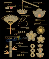 中秋复古图案矢量设计素材