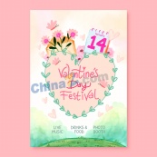情人节手绘卡通海报设计