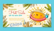 夏日大促卡通横幅模板