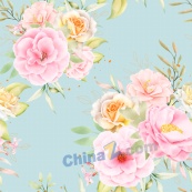 粉黄色水彩花卉矢量无缝背景