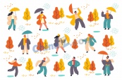 秋季矢量人物插画设计