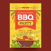 BBQ派对矢量手绘海报